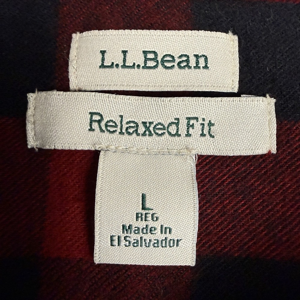 LL BEAN Scotch Plaid Flannel Shirt Women's Large Red Black Buffalo Check Relaxed - Picture 3 of 11